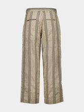 Commas Cream Navy Relaxed Stripe Trousers