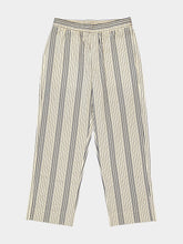 Commas Cream Navy Relaxed Stripe Trousers