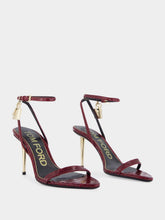 Tom Ford Ruby Red Padlock Pointy Naked Sandal in Laminated Crocodile