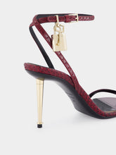 Tom Ford Ruby Red Padlock Pointy Naked Sandal in Laminated Crocodile