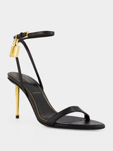 Tom Ford Black Shiny Leather Padlock Pointy Naked Sandal
