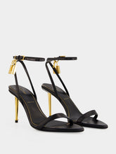 Tom Ford Black Shiny Leather Padlock Pointy Naked Sandal
