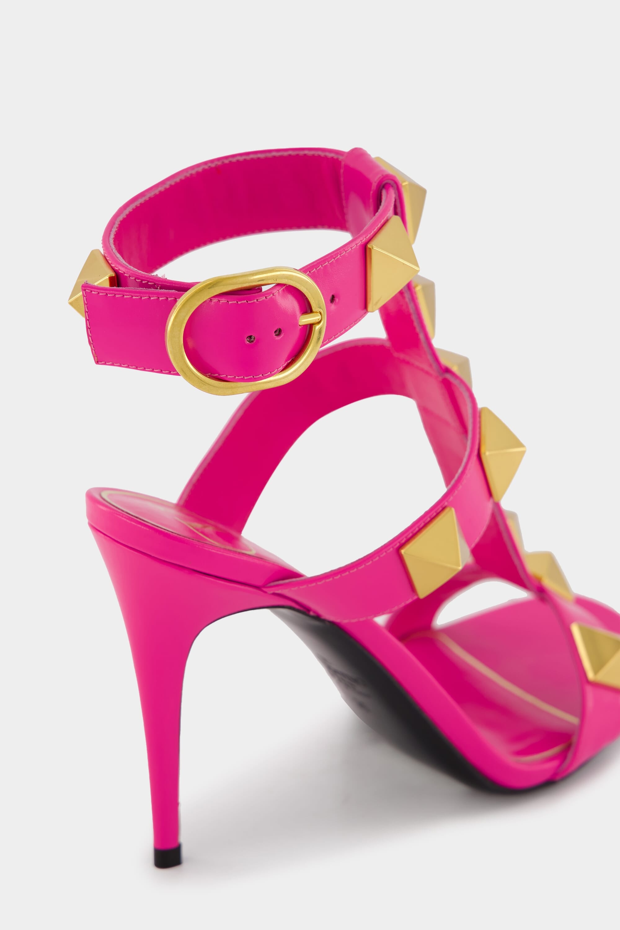 Pink Roman Stud High-Heel Sandals