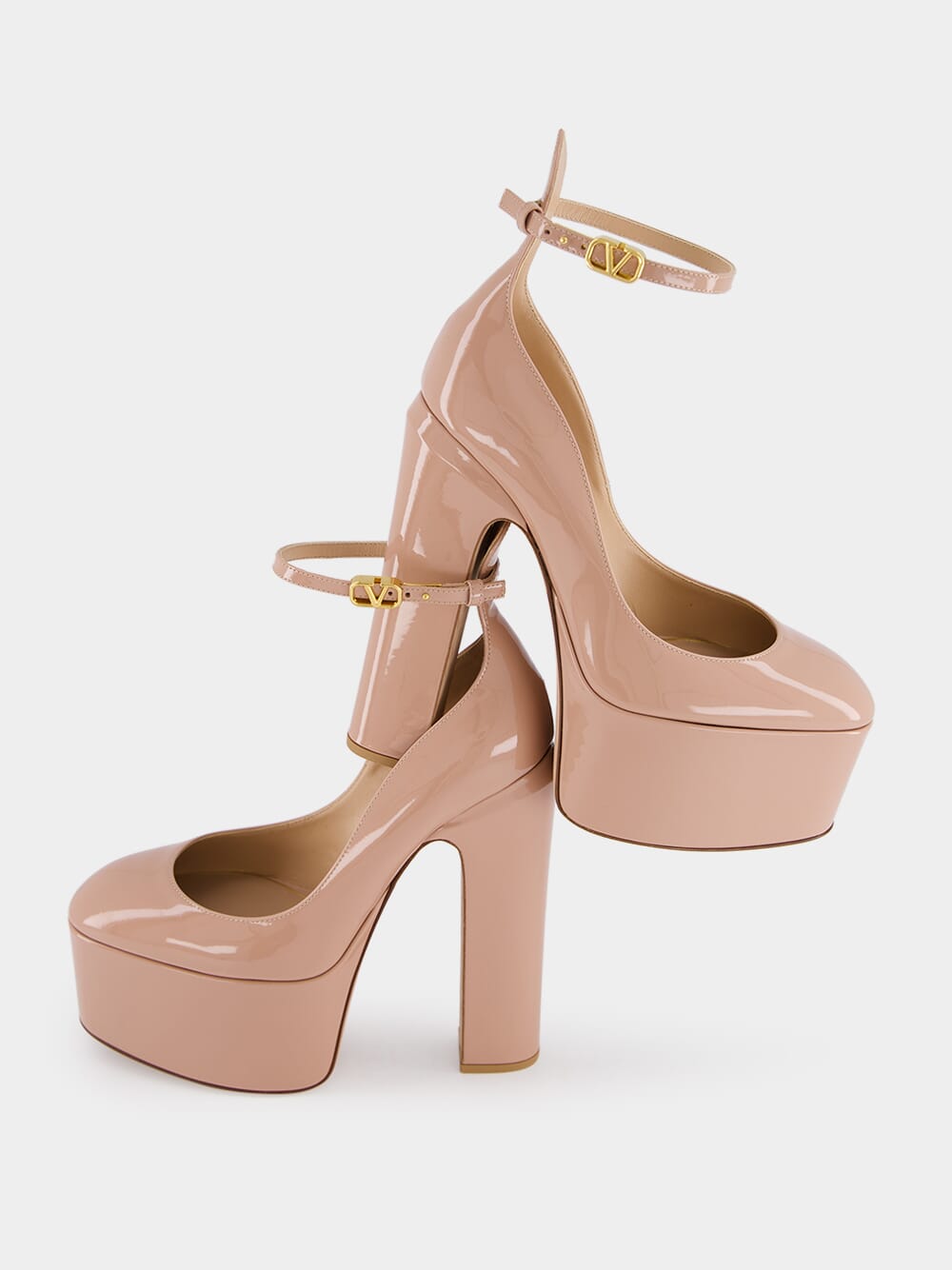 Rose Cannelle Patent Platform 105mm Pumps