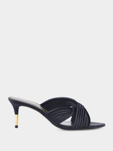 Tom Ford Black Pleated Satin Knot-Detail Mule Sandals