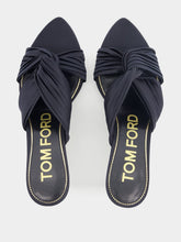 Tom Ford Black Pleated Satin Knot-Detail Mule Sandals