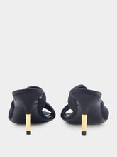 Tom Ford Black Pleated Satin Knot-Detail Mule Sandals