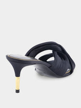 Tom Ford Black Pleated Satin Knot-Detail Mule Sandals