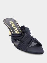 Tom Ford Black Pleated Satin Knot-Detail Mule Sandals