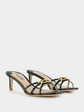 Tom Ford Dark Green Crocodile-Stamped Leather Mules