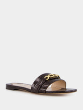 Tom Ford Brown Glossy Crocodile Stamped Leather Slides