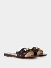 Tom Ford Brown Glossy Crocodile Stamped Leather Slides