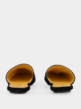 Tom Ford Black Suede Slippers with TF Embroidery