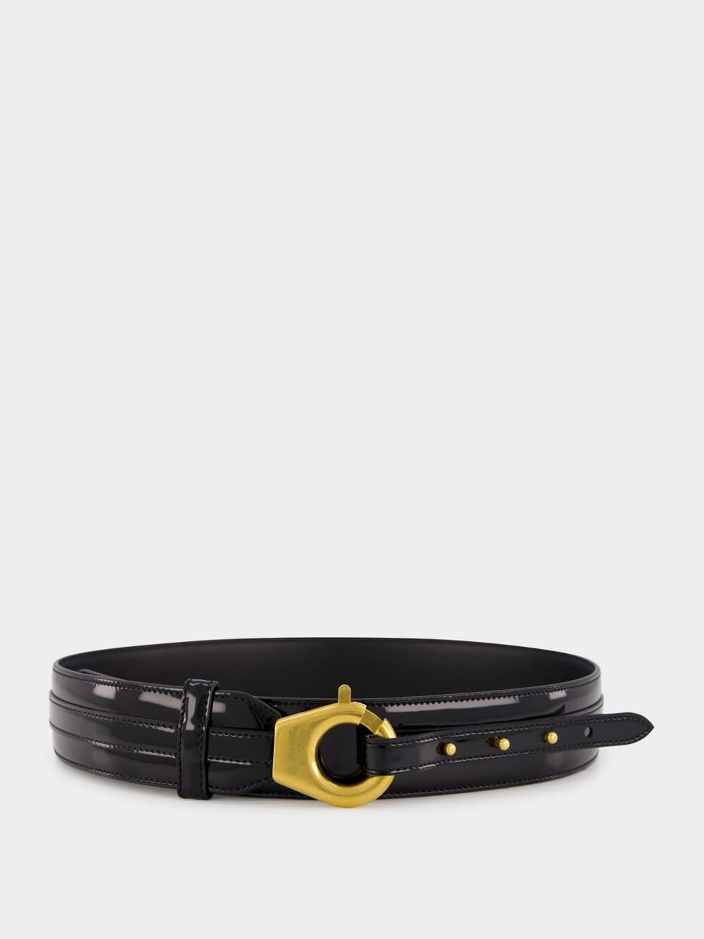 Black Patent Leather Dita Waist Belt