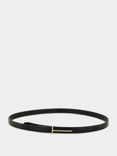 Tom Ford Black Shiny Stamped Crocodile Leather Slim T Belt