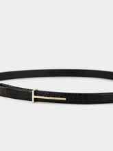 Tom Ford Black Shiny Stamped Crocodile Leather Slim T Belt