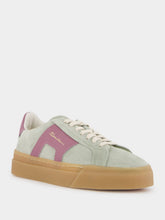 Santoni Green and Purple Double Buckle Sneakers