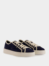 Santoni Blue Suede Calf Leather Sneakers