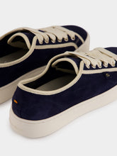 Santoni Blue Suede Calf Leather Sneakers