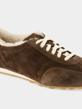 Santoni Brown Suede Sneakers with Shearling Lining