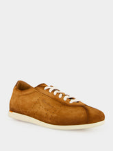 Santoni Light Brown Suede Lace-Up Sneakers