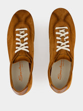 Santoni Light Brown Suede Lace-Up Sneakers