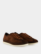Santoni Dark Brown Suede Lace-Up Sneakers