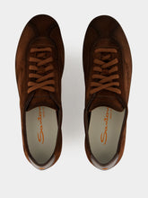 Santoni Dark Brown Suede Lace-Up Sneakers