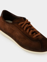 Santoni Dark Brown Suede Lace-Up Sneakers