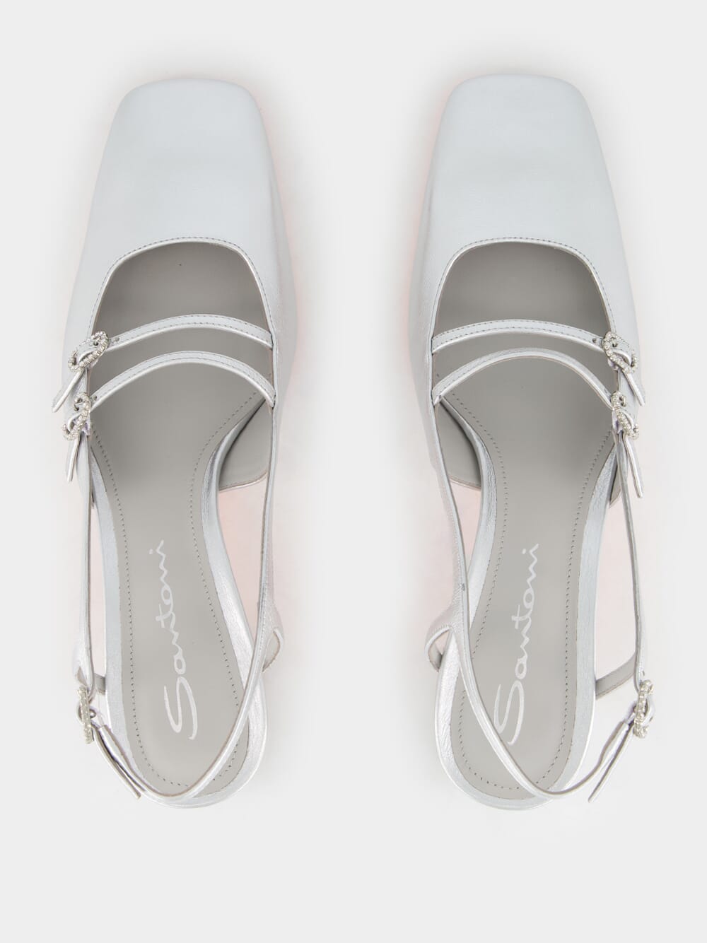 Silver Aurora Mid-Heel Slingback Pumps