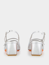 Santoni Silver Aurora Mid-Heel Slingback Pumps