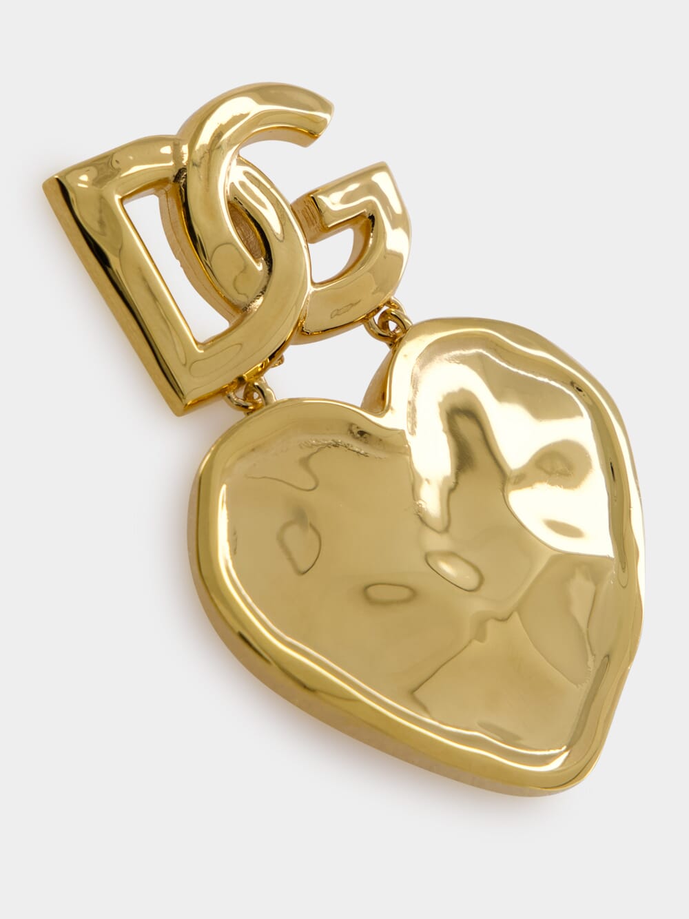 Gold Drop Earrings with Heart and DG Logo