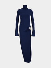 Casablanca Navy Tucked Sheath Crepe Jersey Dress