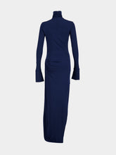 Casablanca Navy Tucked Sheath Crepe Jersey Dress