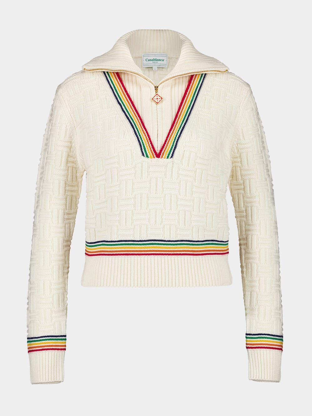 Merino Wool Column Knit Rainbow Jumper