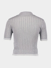 Casablanca Silver Knitted Short-Sleeve Polo Shirt