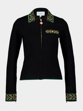 Casablanca Black Laurel Knit Merino Wool Jacket