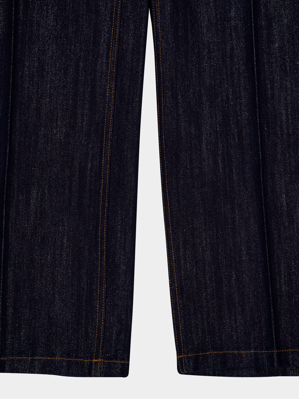 Navy Blue Washed Indigo Silver Lurex Wide-Leg Jeans