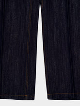 Casablanca Navy Blue Washed Indigo Silver Lurex Wide-Leg Jeans