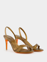 Santoni Gold Leather Mid-Heel Sandals