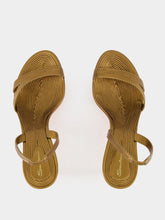 Santoni Gold Leather Mid-Heel Sandals