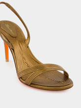 Santoni Gold Leather Mid-Heel Sandals
