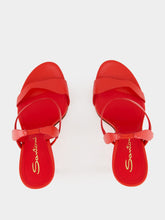Santoni Red Leather High-Heel Sandals