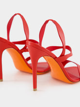 Santoni Red Leather High-Heel Sandals