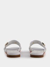 Santoni Double-Buckle White Leather Slides