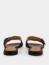 Santoni Black Didi Granato Leather Slide Sandals