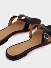 Santoni Black Didi Granato Leather Slide Sandals
