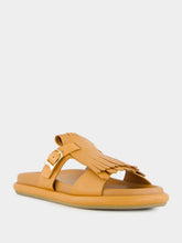 Santoni Light Brown Dahlia Flat Leather Sandals