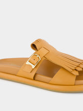Santoni Light Brown Dahlia Flat Leather Sandals