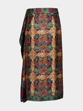 Paula Wisteria Dreamframe Print Wrap Skirt in Double Printed Silk Twill
